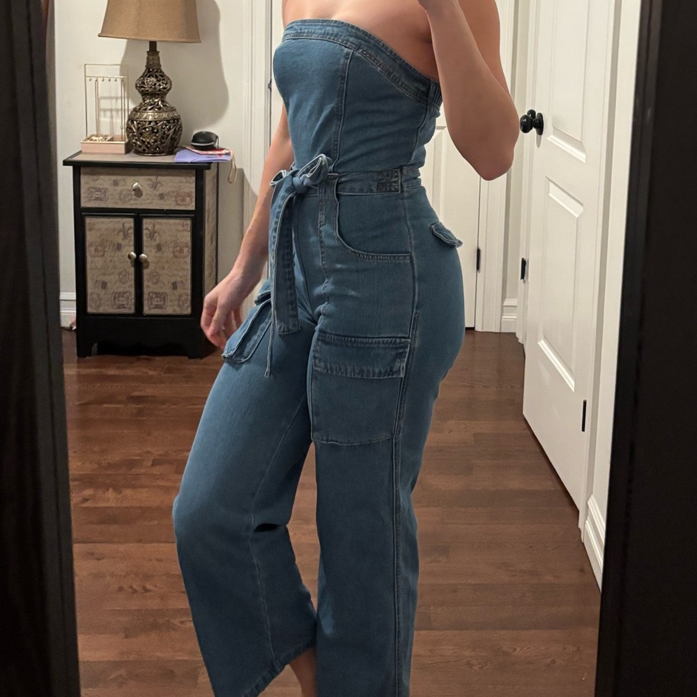 Sincerely Jules New Denim Strapless Jumpsuit